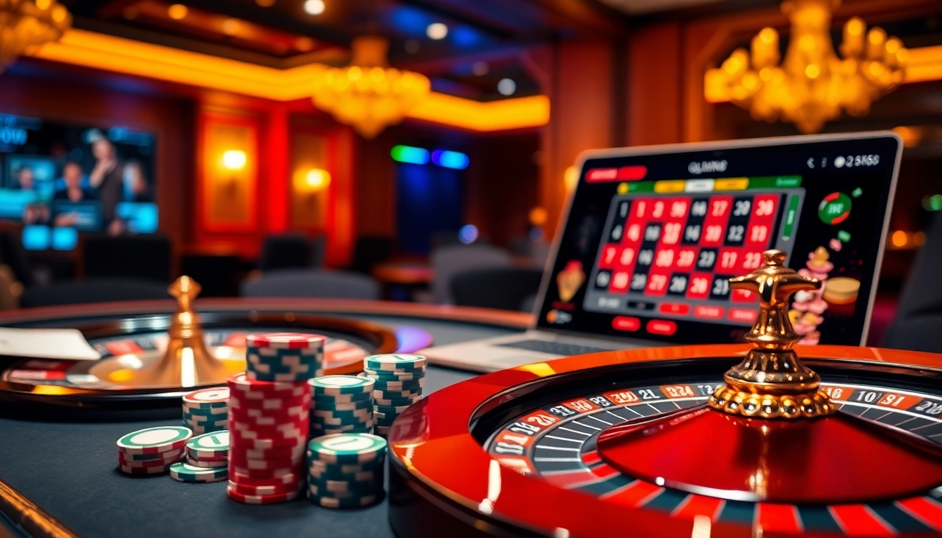 Experience the thrill of qh88 casino gaming with vibrant poker chips and an elegant betting table.