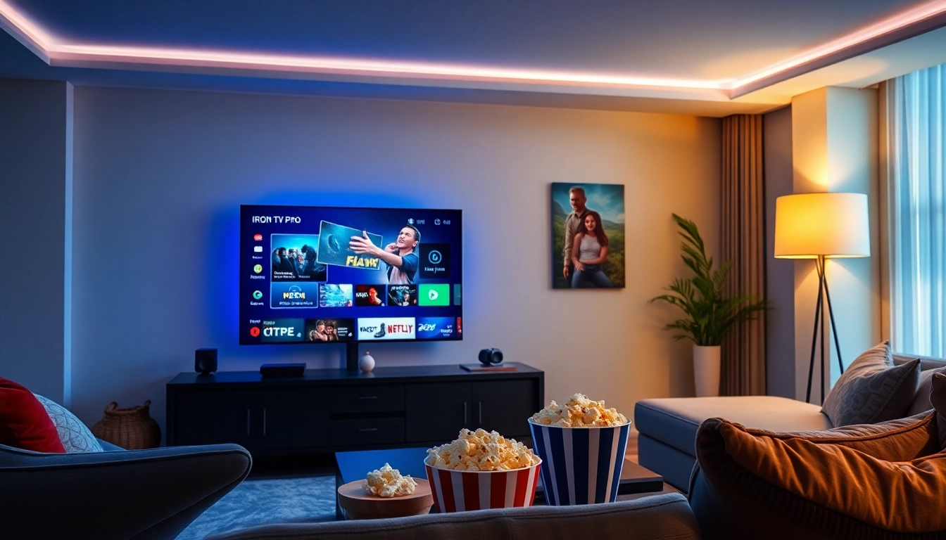 Experience the sleek Iron TV Pro interface in a cozy modern home setup.