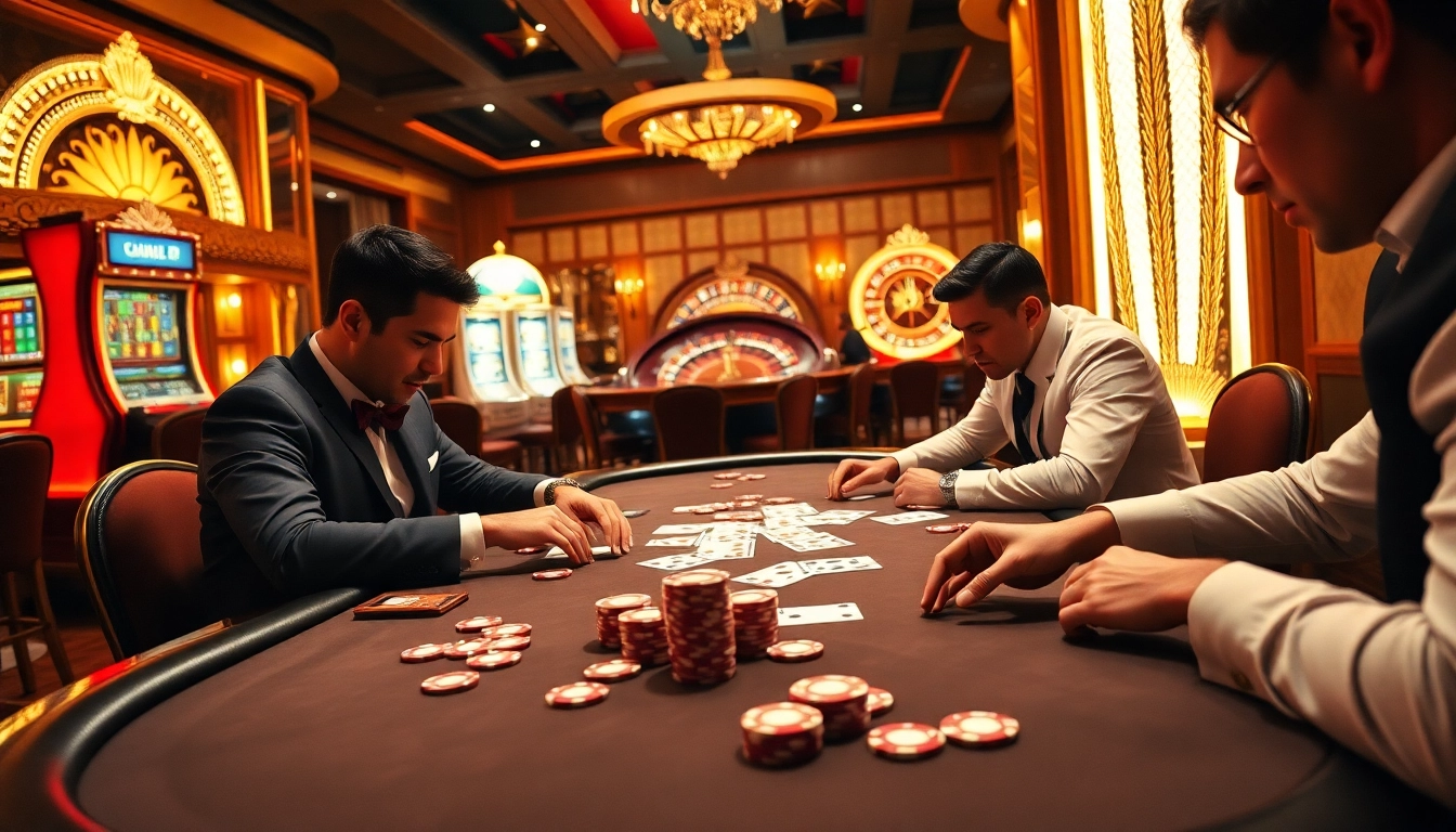 Exciting poker game scene at the meilleur casino en ligne france, showcasing chips and cards.